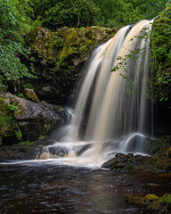 Muckle Alicompen Falls on the Campsie Glen Waterfall walk north of Glasgow
