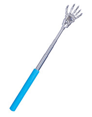 Metal back scratcher on white background isolation