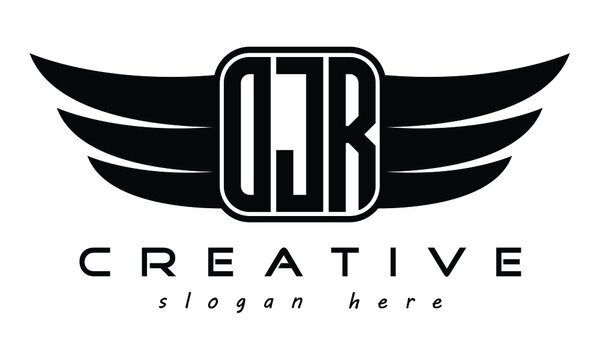 OJR three Letter Wings minimalist creative concept flag Flying abstract Initial wing symbol icon professional logo design, Vector template