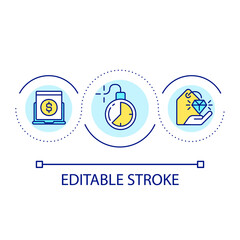 Short term discount loop concept icon. Exclusive offer. Digital marketing. Personal voucher abstract idea thin line illustration. Isolated outline drawing. Editable stroke. Arial font used