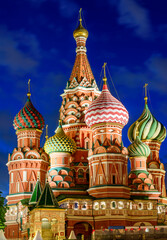 Fototapeta na wymiar Cathedral of Vasily the Blessed (Saint Basil's Cathedral) on Red Square at night, Moscow, Russia