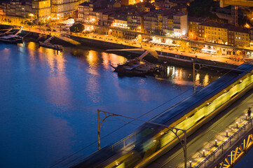 Fototapeta na wymiar Panorama of Porto by night