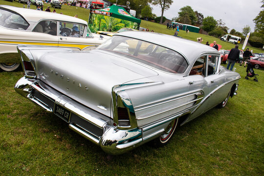 SWANSEA, UK - MAY 02, 2022: Silver 1958 Buick Classic Car