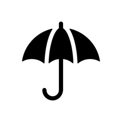 Umbrella black glyph ui icon. Investment protection. Weather accessory. User interface design. Silhouette symbol on white space. Solid pictogram for web, mobile. Isolated vector illustration