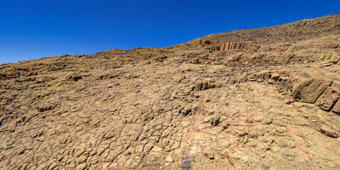 Columnar Jointing Structures Of Punta Baja, Lava Flows, Volcanic Rocks, Cabo de Gata-Níjar Natural Park, UNESCO Biosphere Reserve, Hot Desert Climate Region, Almería, Andalucía, Spain, Europe