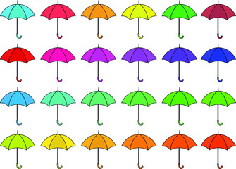 Fototapeta na wymiar colorful Illustrations of Umbrella. Flat design of umbrella. Vector illustration set of different coloured umbrellas.