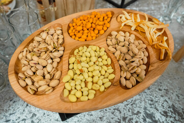 beans in a wooden bowl