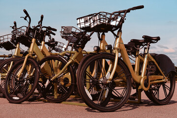 Bike parking . Bicycles for rent.