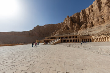 View of Hatshepsut's temple. Mortuary temple of the pharaoh of the Hatshepsut dynasty. Jeser-Jeseru...