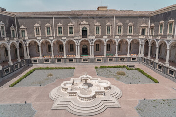 One of the biggest monastery in Europe in Catania, Sicily. - obrazy, fototapety, plakaty