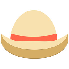 Fototapeta premium Straw hat with an orange ribbon. Vector cartoon illustration
