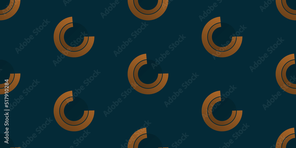 Poster abstract geometric background design, dark brown seamless thick half circles pattern, template in ed
