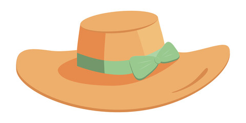 Women`s hat with ribbon. Cartoon illustration
