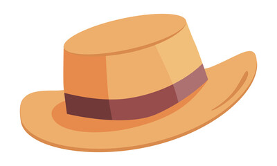 Women`s hat with ribbon. Cartoon illustration