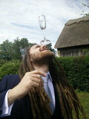 man with glass of water