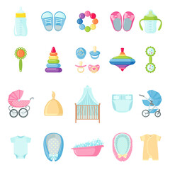 Set of cute baby elements. Baby shower collection.