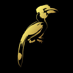 Golden brush stroke Greater indian hornbill © Art789