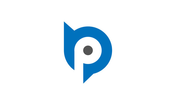 initial logo bp, pb, b, p inside b rounded letter negative space logo black orange