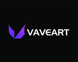 Letter V modern logo gradient purple color
