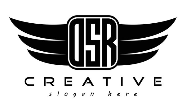 OSR three Letter Wings minimalist creative concept flag Flying abstract Initial wing symbol icon professional logo design, Vector template