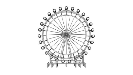 Fototapeta premium Stylized London Eye, London, 3D Illustration Big Wheel 