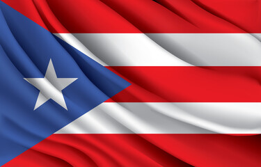 Puerto rico national flag waving realistic vector illustration