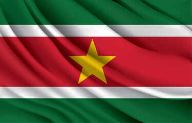 Suriname national flag waving realistic vector illustration