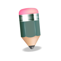 Gray pencil with eraser on an isolated background. Vector illustration