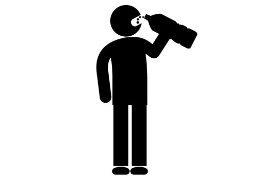 recommend clip art: 水分補給のため水を飲むピクトグラム。