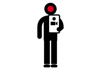 スマートフォンで動画撮影。録画をするピクトグラム。