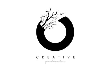 Letter O Design Logo with Creative Tree Branch. O Letter Tree Icon Logo © twindesigner