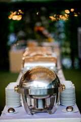 buffet food, catering food party at restaurant, mini canapes, snacks and appetizers
