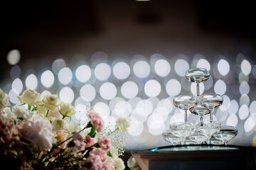 empty glass water with bokeh background
