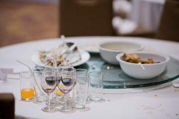  leftover food after party, dirty food
