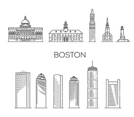 Boston, Massachusetts. Vector flat illustration