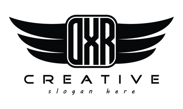 OXR three Letter Wings minimalist creative concept flag Flying abstract Initial wing symbol icon professional logo design, Vector template