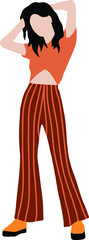 Young hippie girl in striped orange pants