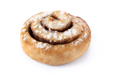 Cinnamon rolls buns. Kanelbulle Swedish dessert isolated on white background