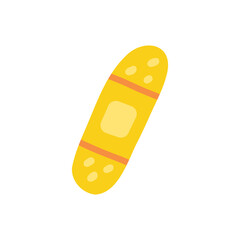 Yellow medical patch. Isolated clipart in doodle, cartoon, flat style on white background