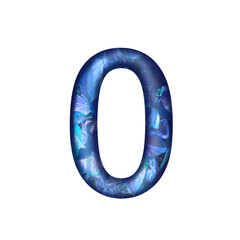 3d blue number 0