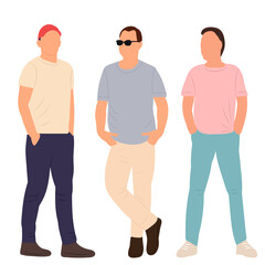 men on white background in flat style, isolated, vector