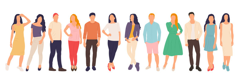 people on white background in flat style, isolated, vector