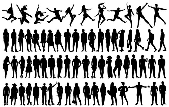 people silhouette set isolated, vector