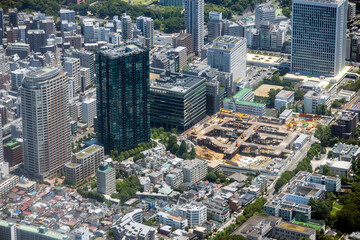 東京都港区三田一丁目付近を空撮