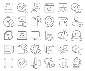 Quality analysis line icons collection. Thin outline icons pack. Vector illustration eps10