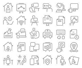 Workplace line icons collection. Thin outline icons pack. Vector illustration eps10