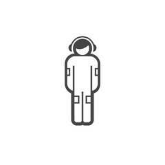 Teenager in headphones icon. Teen infographics pictogram. Flat vector illustration isolated on white background.