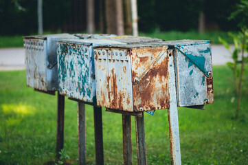 old rusty metal post box