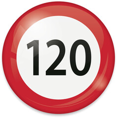 vector illustration of  120 km/h speed limit traffic signs isolated on white background