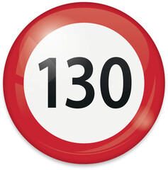 vector illustration of  130 km/h speed limit traffic signs isolated on white background